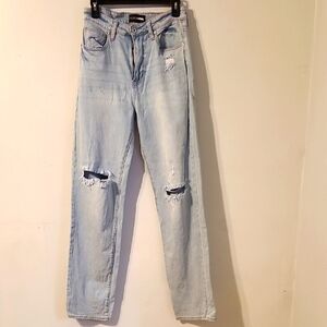 FashionNova Blue Boyfriend Jeans Distressed Casual